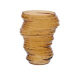 VASO EM VIDRO ÂMBAR COM EFEITO ESPIRAL