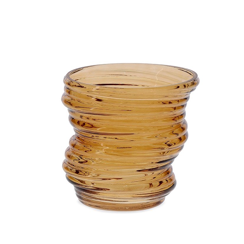 19625-2 VASO EM VIDRO ÂMBAR EFEITO ESPIRAL 15 CM - Imagem 1