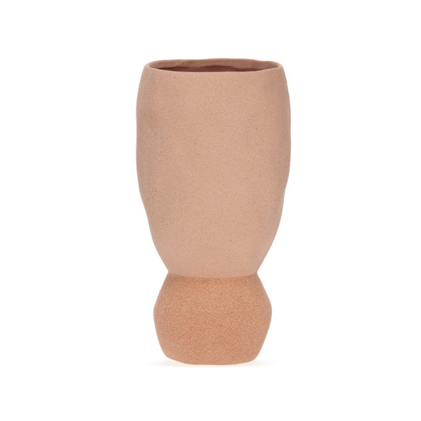 19921-2 VASO DECORATIVO EM CERÂMICA TERRACOTA BASE ESCULTURAL G - Imagem 1