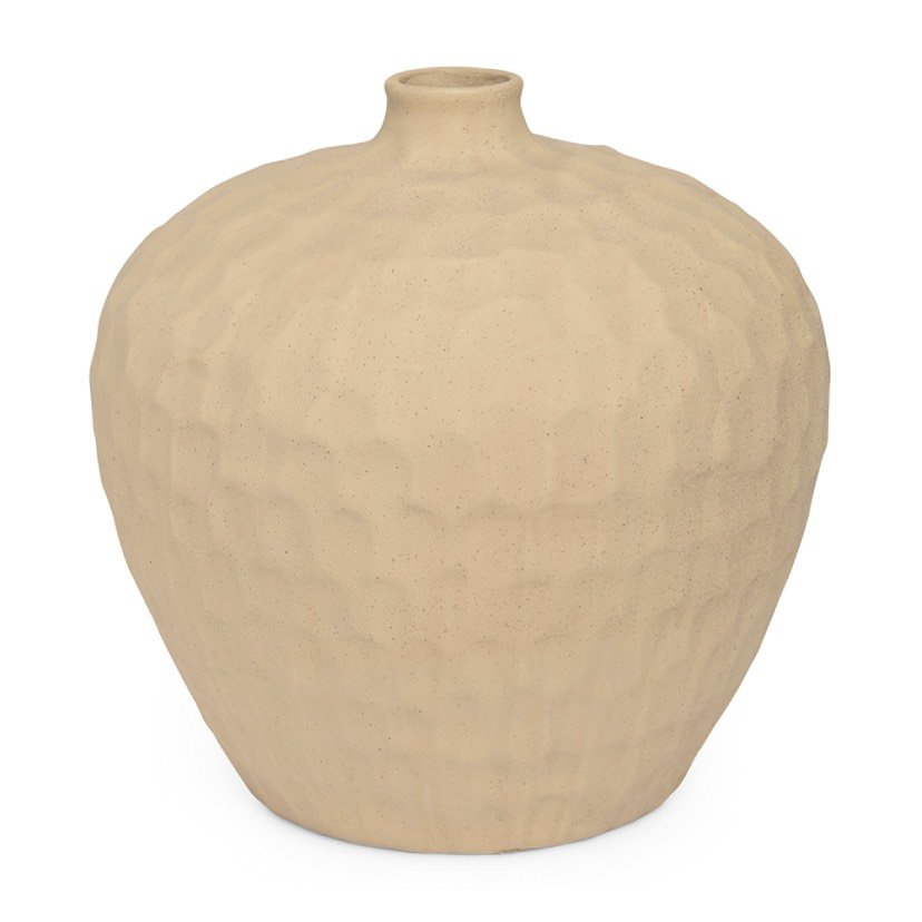 21644-2 VASO REDONDO TEXTURIZADO EM CERÂMICA NATURAL - Imagem 1