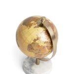GLOBO TERRESTRE DECORATIVO EM METAL E MARMORE 21 CM